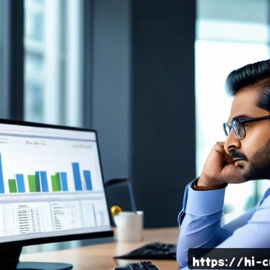신용분석사로서 성장하는 법 - A professional Indian credit analyst in a modern office setting, analyzing detailed financial report...