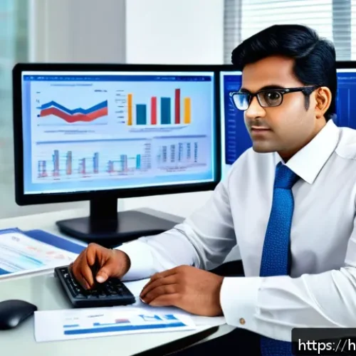 신용분석사 직무 적합성 테스트 - A professional Indian credit analyst sitting at a modern office desk, deeply focused on analyzing fi...