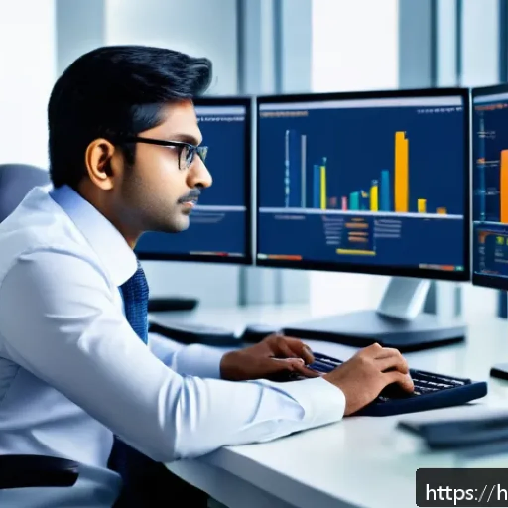 신용분석사 자격증 취득 후 투자 가능성 - A professional Indian credit analyst in a modern office setting, analyzing complex financial data on...