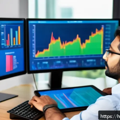 신용분석사 실무에서의 데이터 분석 활용 - A modern Indian financial analyst in a professional office setting, analyzing large digital data das...
